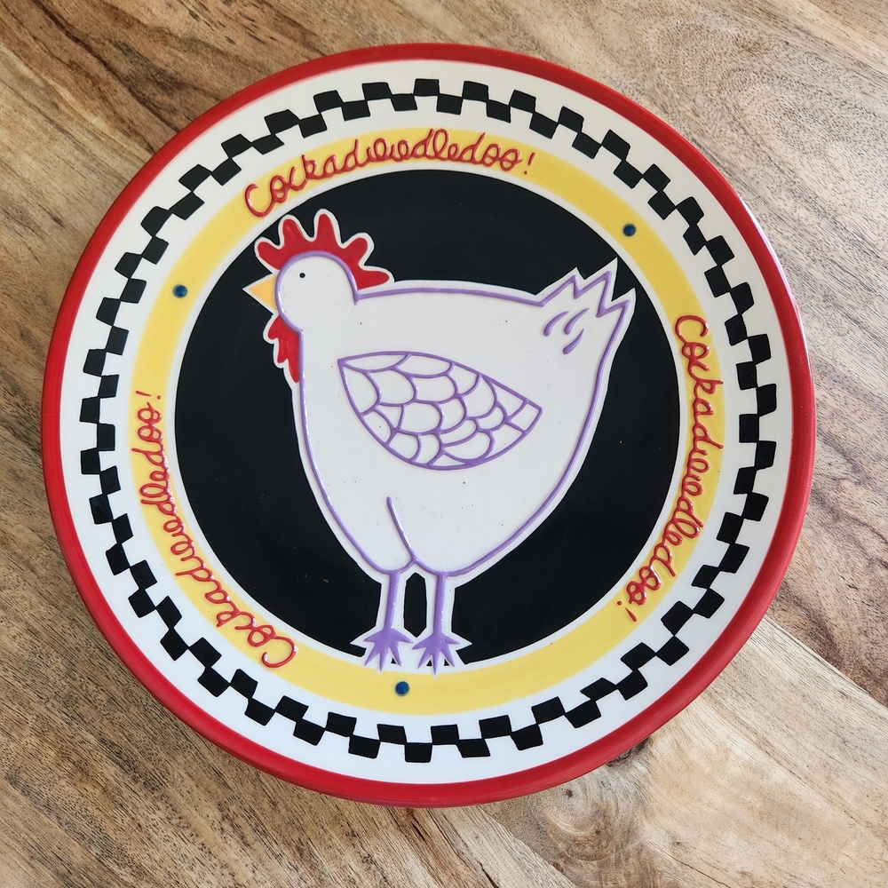 Becky Denny Chicken Hen Rooster Plate Farmhouse Countrycore